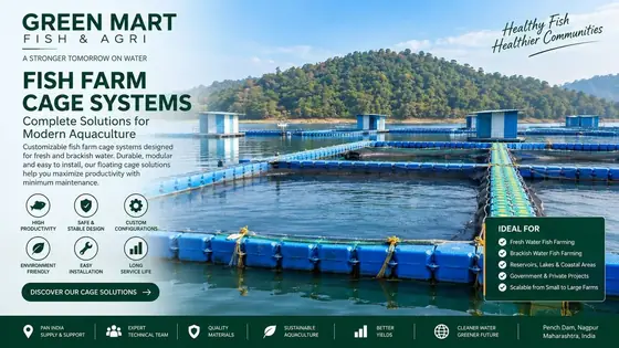 Fish farm cage systems on water